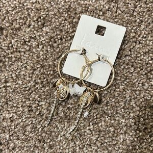 I AM Gold Hoop Earrings with 7 Removable Charms NWT